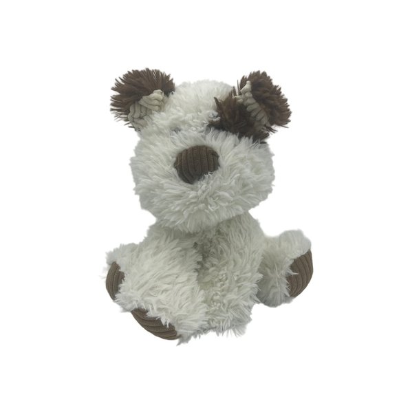 FIESTA White & Brown Puppy Dog Corduroy Nose Paws Sitting 10" Plush - Picture 1 of 9